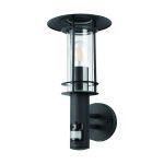Eglo Wandlamp Lisio 1 Roestvrij Staal Zwart | IP44 - Geschikt voor 1x E27 - Bewegingssensor