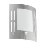 Eglo Wandlamp City Roestvrij Staal | IP44 - Geschikt voor 1x E27 - Bewegingssensor